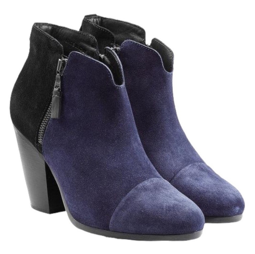 Rag and Bone Margot blue black suede heeled ankle bootie 39